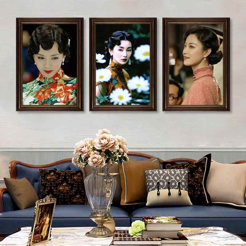 老上海旗袍女人装饰画客厅沙发背景墙美女挂画餐厅卧室氛围壁画