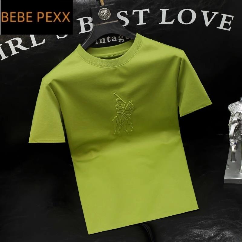 BEBE PEXX提花高级感圆领亲肤半袖上衣男青年时尚休闲男装短袖T恤