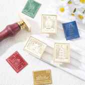 24年新品 火漆黄铜头平层雕刻厂家 火漆印章原创复古邮票系列