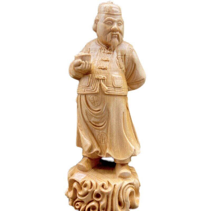 崖柏木雕公室人物装饰摆件地主爷财主送礼品工艺品实木中式文玩