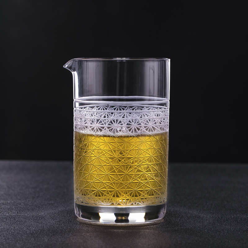 小网格造型 日式手工刻花调酒搅拌杯 调鸡尾酒混合杯 mixing glas