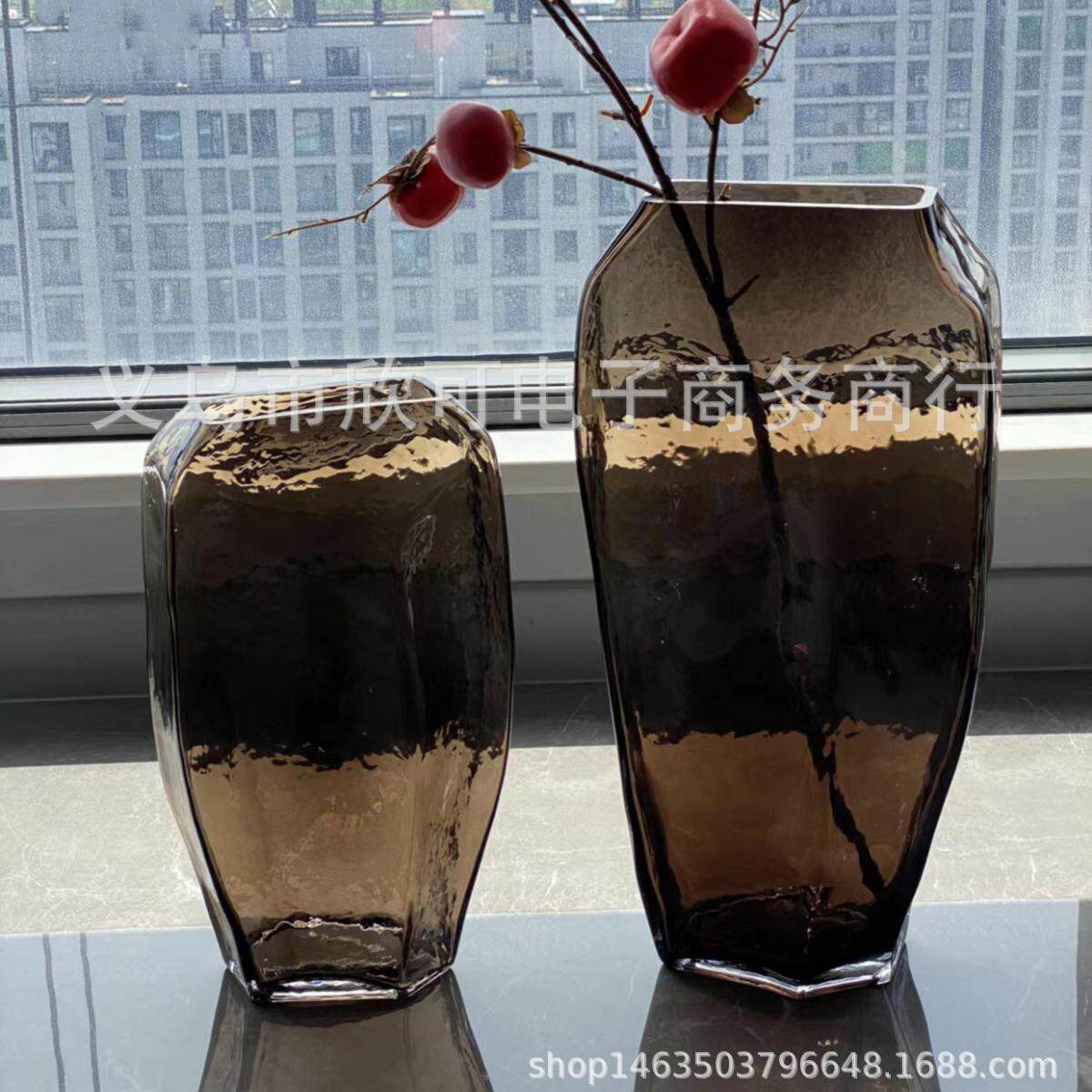 北欧风马醉木吊钟玻璃花瓶创意插花器落地大摆件客厅样板房装饰品