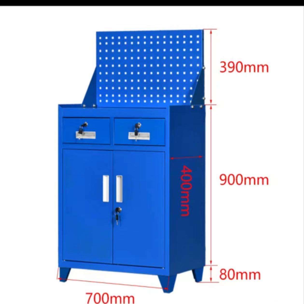 工厂重型五金工具柜子车间用铁皮柜零件柜带挂板二抽屉移动工具车
