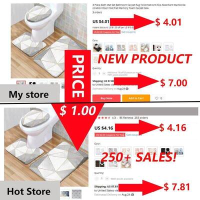 3 Pcs 15 Styles Bath Mat Set Bathroom Carpet Rug Toilet Mat