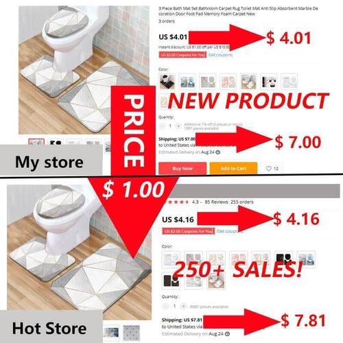 3 Pcs 15 Styles Bath Mat Set Bathroom Carpet Rug Toilet Mat