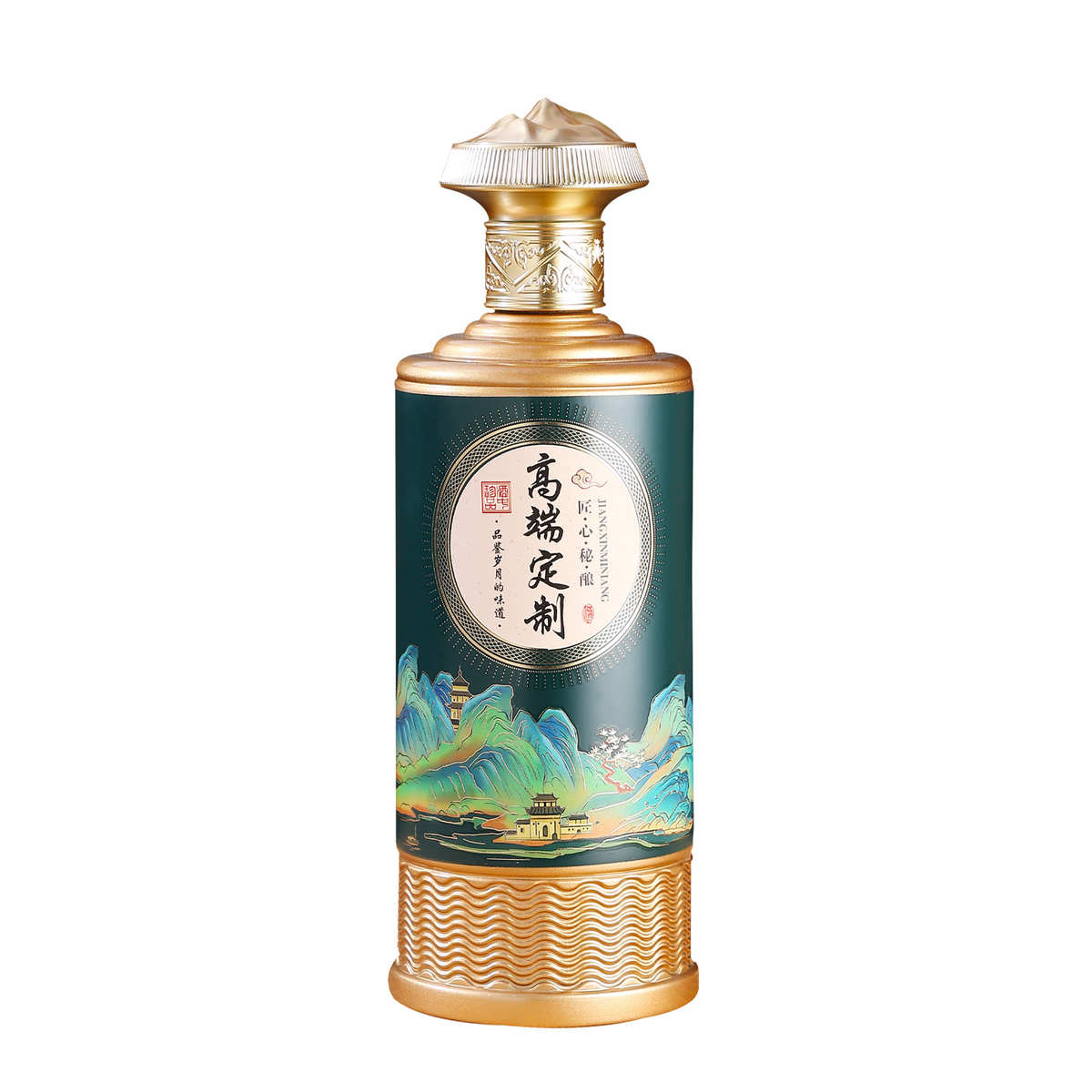 新款烤漆喷漆印花白酒瓶500ml国潮玻璃白酒瓶品鉴酒分装瓶空酒瓶