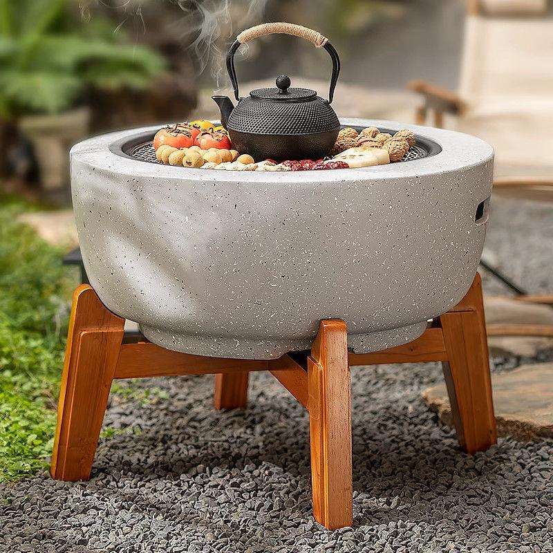 户外烧烤炉庭院家用室内取暖炉电炭两用聚围炉煮茶器具烤火炉套装