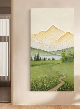 网红.纯手抽绘油制画崇山》现代定挂画《肌理装饰画山水玄关象画