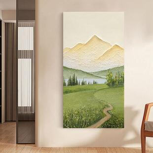 网红.纯手抽绘油制画崇山》现代定挂画《肌理装饰画山水玄关象画