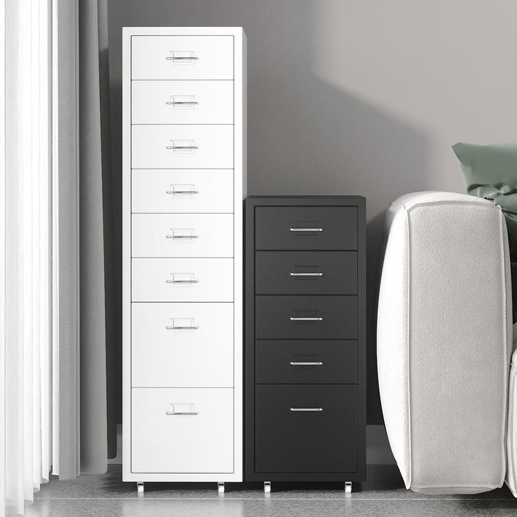 抽屉矮柜落地柜子矮公室档案储办物柜铁柜皮抽屉文件柜彩色震怡-5