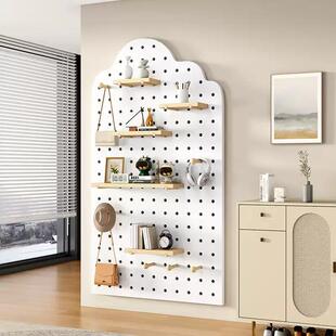 实木玄关洞洞板定制云朵收纳架置物架木质展示收纳墙墙上挂衣架