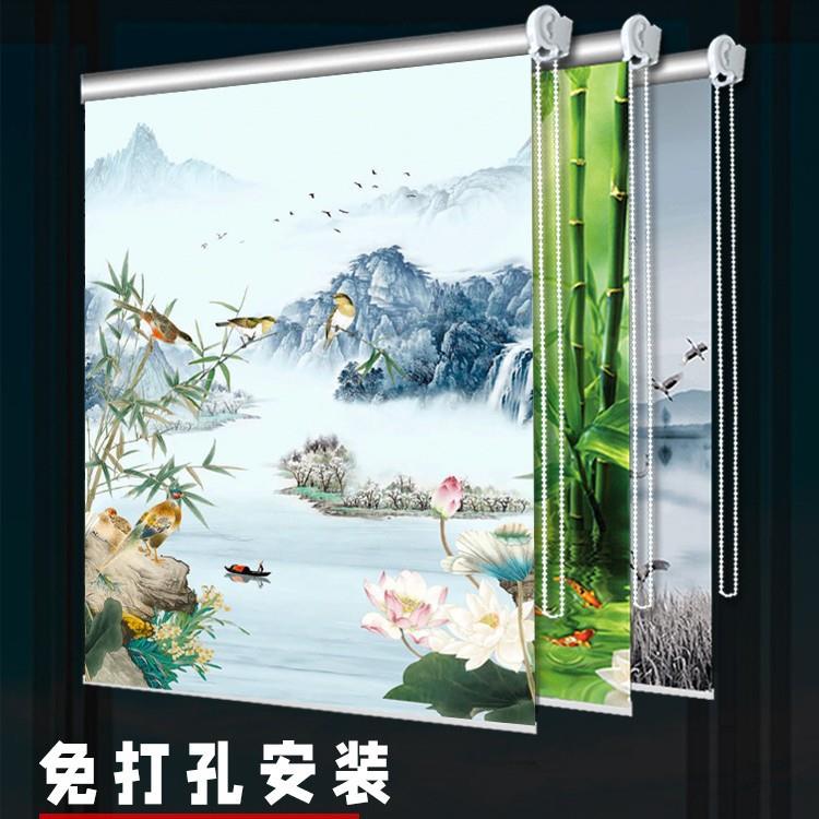 卷拉式窗帘免打孔拉链式升降遮光卧室阳台厨房百叶窗卫生间防水