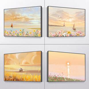 花卉现代轻奢客厅装 饰画卧室房间壁画肌理画餐厅饭厅海景风景挂画