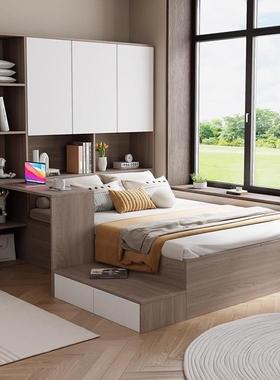 小户型榻榻米衣柜组合箱储床架书桌一体床书儿童高多功物DGP能收