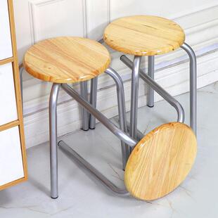 1-10个装圆凳子加厚家用餐椅可叠放经济型餐厅等位椅子电镀排队凳