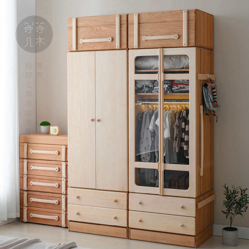 衣橱平开门实木透明衣柜儿童房组合收纳柜抽屉,收纳整理,收纳柜,淘宝优惠券,粉丝福利购,淘宝优惠卷
