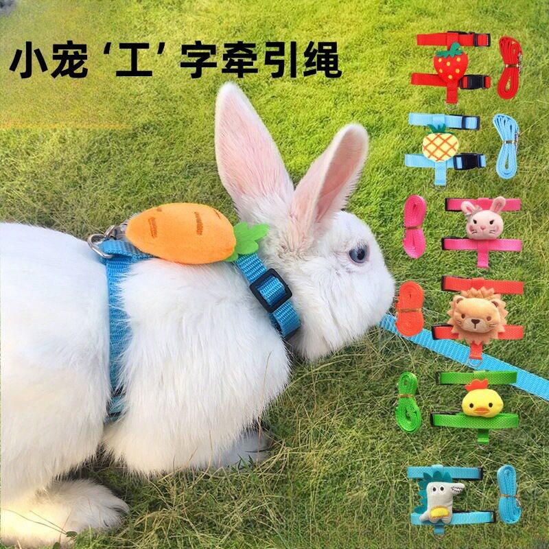 超小号兔子牵引绳防挣脱遛小兔子专用神器背心可伸缩外出溜兔绳子