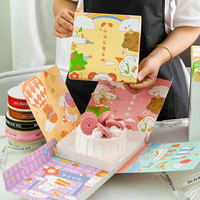 新款直销万圣节专属4寸6寸生日惊喜蛋糕盒子烘焙手提网红包装礼品