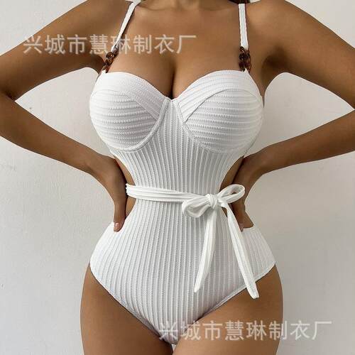 One piece bikini swimsuit backless beach girl