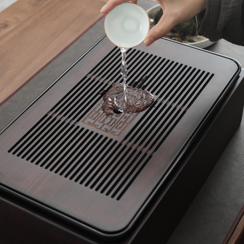 日式白瓷紫砂功夫茶具茶杯套装茶盘多功能收纳盒大号茶台家用茶托