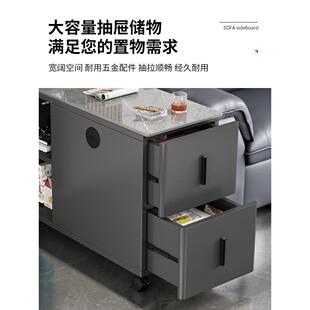 M*沙发边柜侧柜客厅轻边奢边岩板移动几茶台桌子TRJ约现代简角几