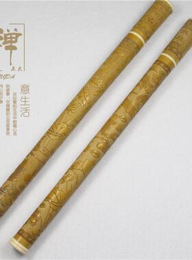 正大 老黄竹镶仿牙长款带香插线香筒 檀香桶 竹质工艺品大量