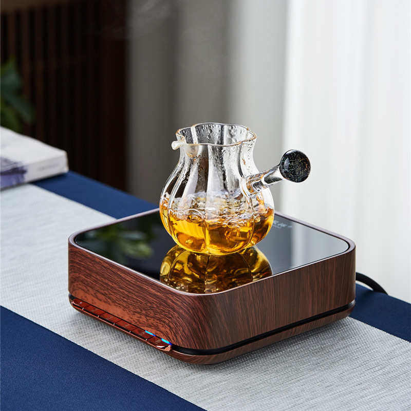 高硼硅玻璃公道杯高档星空花语分茶器花型高透茶海侧把星空公道杯图片