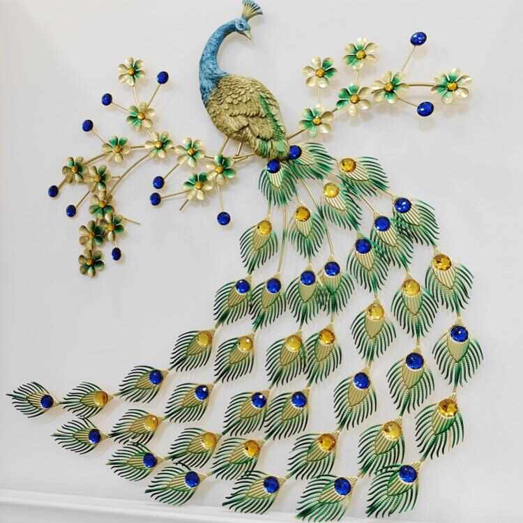 创意孔雀开屏墙壁挂饰 欧式装饰客厅立体壁饰 家居玄关铁艺挂件