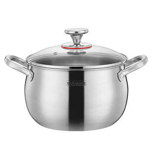 304不锈钢汤锅 家用加厚多功能双耳锅鼓型炖锅汤锅大容量一锅多用