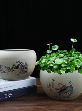 碗莲水培花盆陶瓷鱼缸乌龟缸养鱼盆绿萝水养荷花睡莲专业无孔粗陶