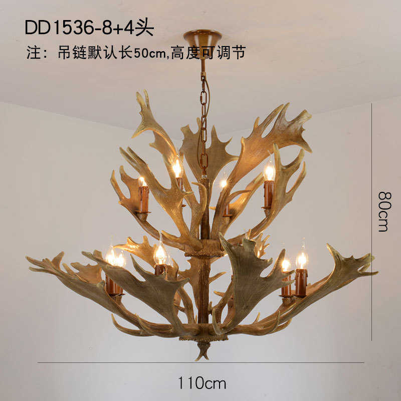 风灯鹿角复古具树脂具风灯装饰loft吊灯餐厅网欧式咖工业美式吊灯