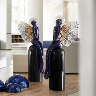 现代简约抽象人物雕塑酒店大堂售楼处样板间客厅落地装 饰品摆件