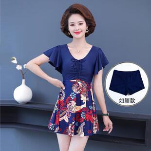 泡游泳装 2024年新款 分体妈妈款 妈妈泳衣女保守中老年遮肚大码