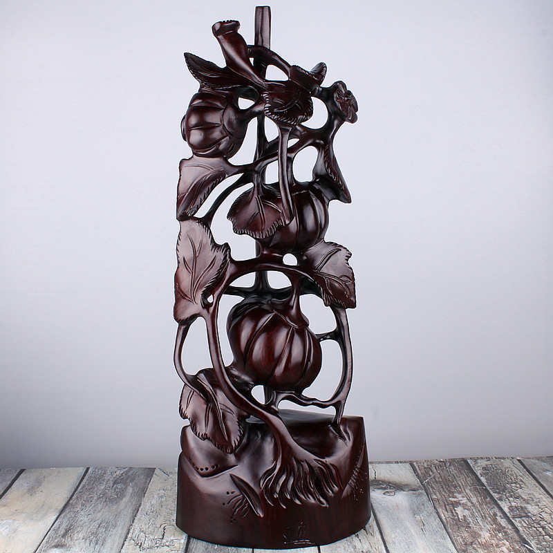 新品黑檀木雕南瓜架摆件 特色工艺品家居装饰雕刻摆件瓜架