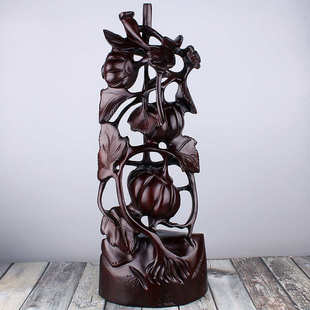 新品黑檀木雕南瓜架摆件 特色工艺品家居装饰雕刻摆件瓜架