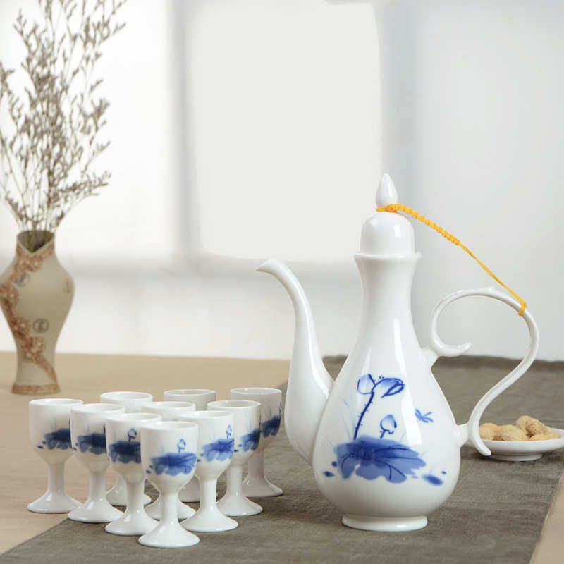 供应陶瓷酒具套装 分酒器 酒盅酒具 白酒酒杯批发 批发logo