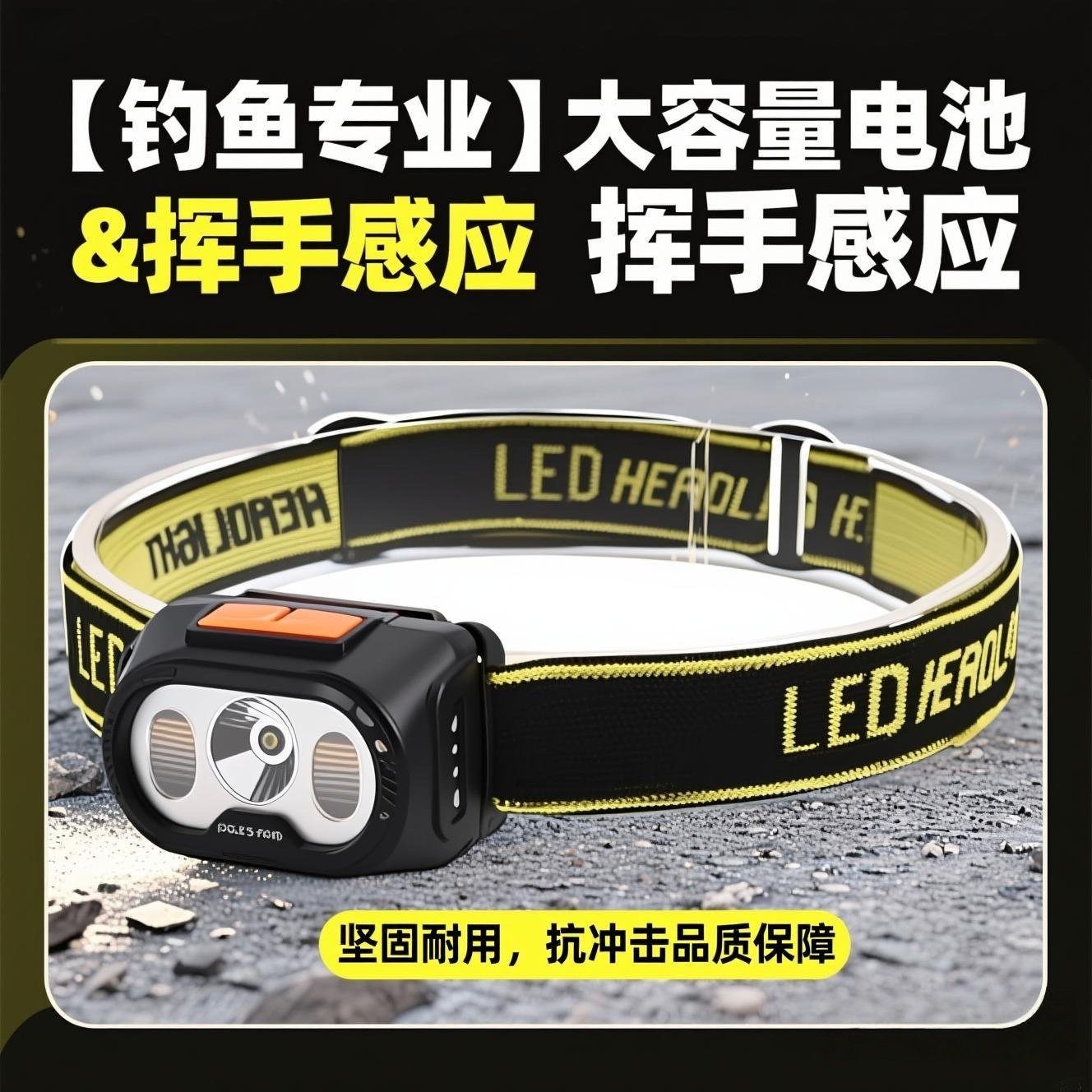 超亮品质强光感应头灯矿灯UB充电应急智能头戴式户外照明手电筒
