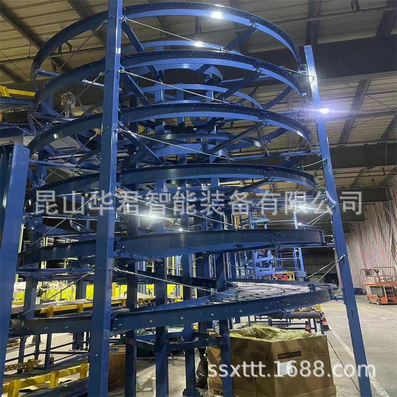 无动力滚筒式旋输送线轮胎自重下滑螺旋机自由滚筒下降输送