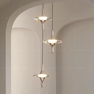 意式极简卧室床头吊灯高级感轻奢水晶星芒入户屏风玄关楼梯吊线灯