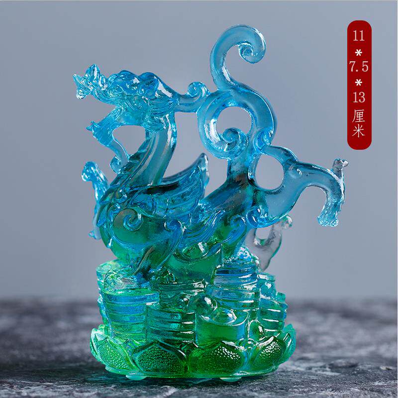 高档琉中璃摆件四神兽家居装青龙虎饰玄白武朱雀式新房乔迁送礼工
