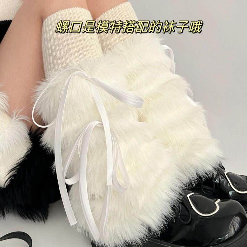毛毛袜套女童表演跳舞走秀腿套儿童潮绑带爵士风小女孩真毛脚套