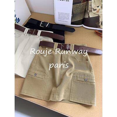 Rouje Runway工装牛仔短裙女2026春季新A字高腰显瘦防走光半身裙