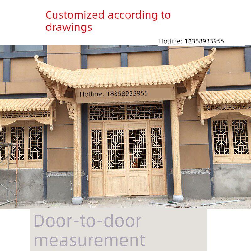 东阳中式彷古实木屋檐假门头古建装饰覆古飞檐木雕牌匾翘角定制做