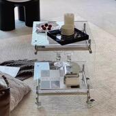 压克力小茶几桌子沙发边几可移动网红中古小推车置物架轻奢高级感