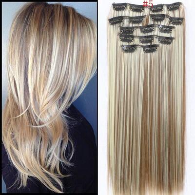 Clip in Hair Extensions Blonde Highlights Extensions