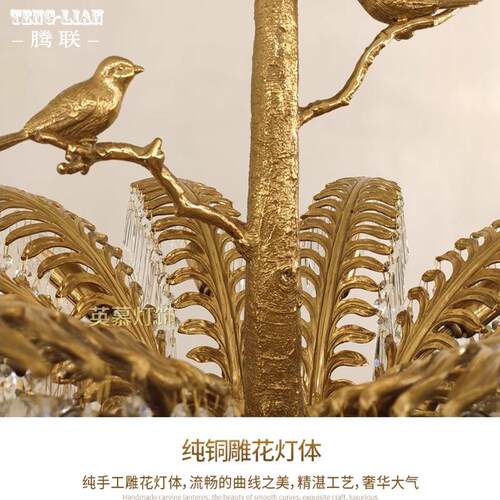 法式全铜客厅水晶吊灯轻奢别墅大厅灯具欧式大气卧室书房家用灯饰