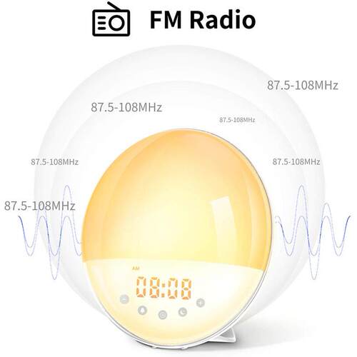 T100智能日出唤醒灯睡led闹钟日落七彩变色氛灯贪睡眠起床灯FM围