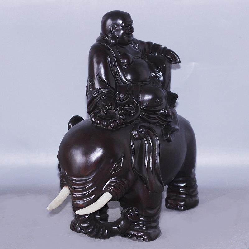 雲缘 黑檀木家居工艺品 23*23.5*10cm 吉祥如来摆件
