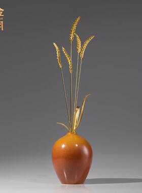 铜金岁月岁岁平安黄铜麦穗摆件仿真黄铜麦穗装饰乔迁开业送礼摆件