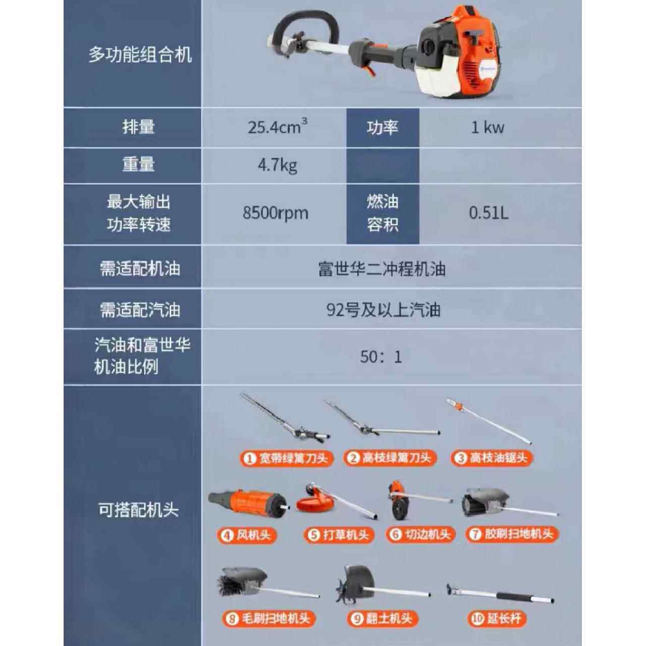 富华率多功能功组合机525LK绿篱大修剪高LOF枝锯世风机